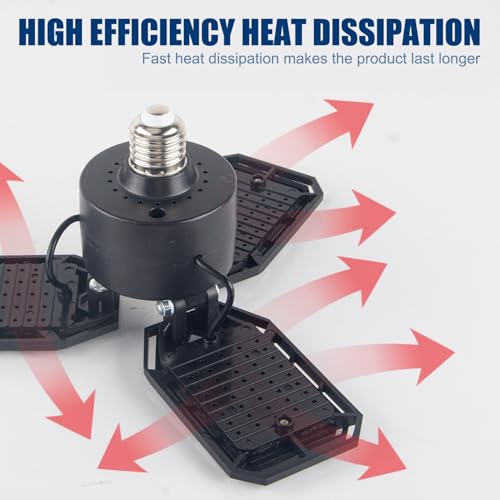 Luces de techo LED para garaje 6500K con rosca E26 E27 y tres paneles regulables 5
