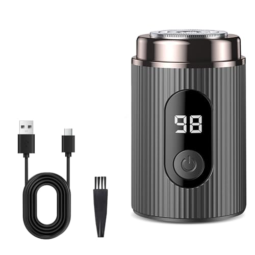 Anluomania Mini Rasoio Elettrico, Rasoio Elettrico Barba, Rasoio Ricaricabile USB-C, Electric Razor Portatile, Rasoio Umido Asciutto Viaggio, Impermeabile IPX7, per Uomini, Auto, Viaggio, Ufficio