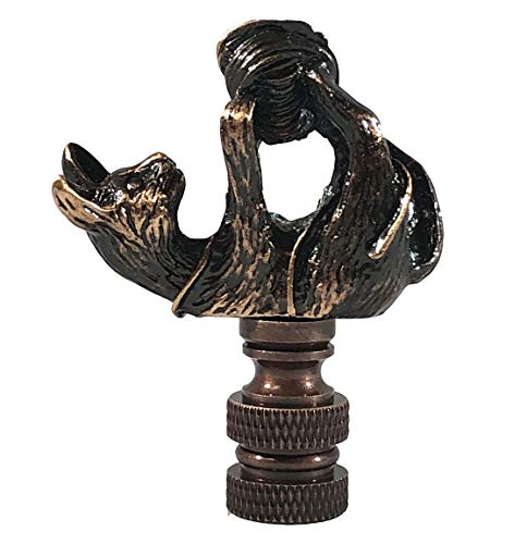 Image of Royal Designs, Inc. Playful Cat Finial for Lamp Shade, F-5077AB-1, Antique Brass