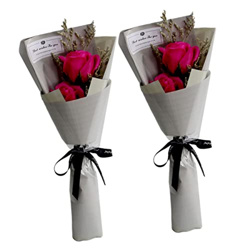 MUSISALY 2pezzi Bouquet Di Sapone Con Rosa Stabilizzata Elegante Decorazione Per Compleanni e Lauree Bouquet Di Fiori Eterni Rosa Rosy