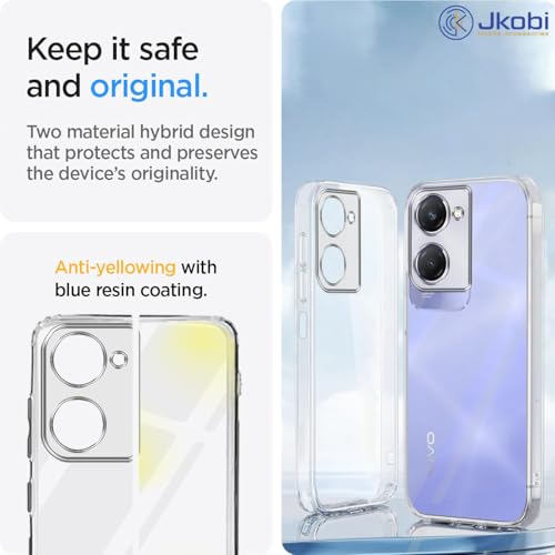 Image of Jkobi Back Cover for Vivo T3 Lite 5G | Vivo Y28s 5G (Silicone Clear Shockproof Case with Camera Protection | Soft and Flexible | Transparent)