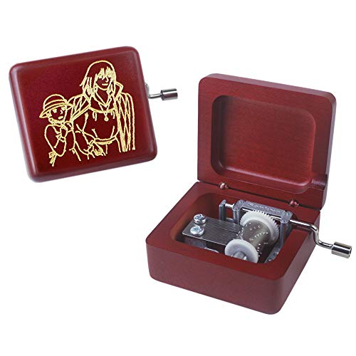 ROSIKING Wooden Music Box,Hand Crank Classic Antique Carved Wood Musical Boxes Best Gift for Birthday for Kids Children Christma (Red Wine Box (Merry Go Round of Life) B)