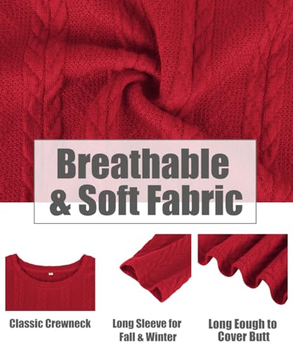 Image of CARCOS Womens Plus Size Tops Basic Fall Cable Knit Sweaters Long Sleeve Shirts Crewneck Lightweight Tunic Tops XL-5XL