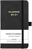 2020 Pocket Calendar - Weekly & Monthly Pocket Planner, Elegant Leather with Pen Hold, Inner Pocket, Banded, 6.4