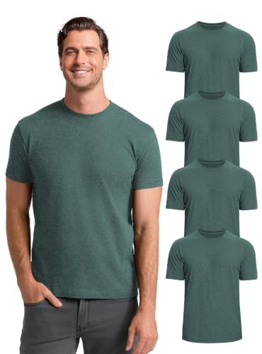 Image of Mens T-Shirts Crew Neck Shirts Athletic Fitted Plain Basic Tees Soft Cotton Blend Comfort T Shirts for Men