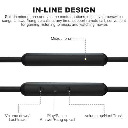Gneinour Major 3 Cable with Microphone Compatible with Marshall Major II, Major III, Major IV, Major V, Monitor II Active Noise Canceling Headphone, 5-7.5ft