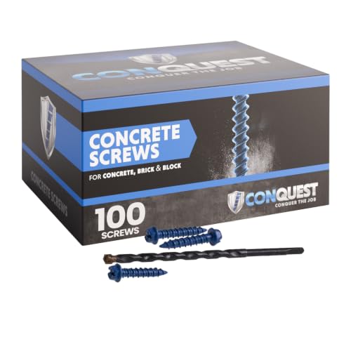 Conquest Hex Head Concrete Screws with Drill Bit 3/16” x 1-1/4”
