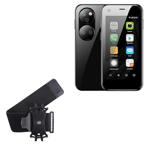 BoxWave Holster Compatible with Sudroid Mini Premium Child Phone - ActiveStretch Sport Armband, Adjustable Armband for Workout and Running - Jet Black