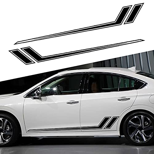 Sunjika Universal Vinyl Side Body Car Decals Sports Car Sticker Racing Stripes Car Side Body Vinyl Gaphic Decal Diy Modify Decoration Accessories For All Car Suv Vehicles (2Pc Black) #TOP7