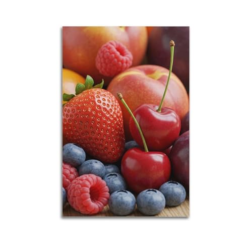 Poster mural artistique moderne fruits colorés suspendre 60x90 cm