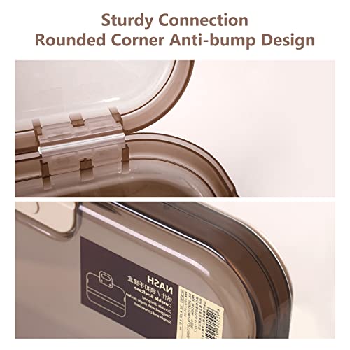 Sayeec Plastic Portable File Box With Handle, A4 Large Capacity Office Document Scrapbook Paper Craft Art Picture Photo Storage Case Organizer Box Bin, Clear Brown Briefcase Box For Kids And Adults #TOP5