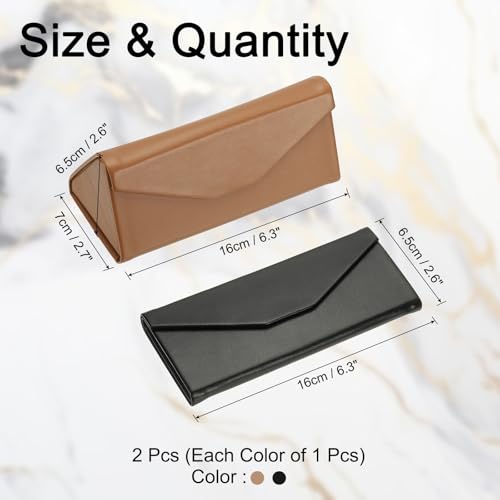 Image of PATIKIL Foldable Glasses Case, Triangle Magnetic Sunglasses Organizer Case PU Leather Hard Eyeglass Case for Women (2 Pcs)