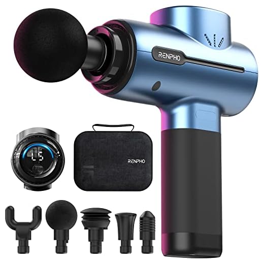 Massagepistole, RENPHO Mini Massage Gun mit bis zu 3200U/min Hand-Percussion-Muskelmassagegerät mit 2500mAh-Akku und Typ-C-Aufladung zur Wiederherstellung von Muskelschmerzen, Blau