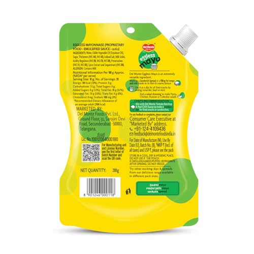 Image of Del Monte Eggless Mayonnaise 200g | Dip | Spread | Vegetarian Mayonnaise