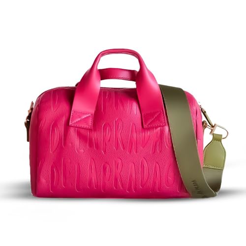 Agatha Ruiz de la Prada Bolso Bolwling fucsia combinado verde piel sintética cremallera superior