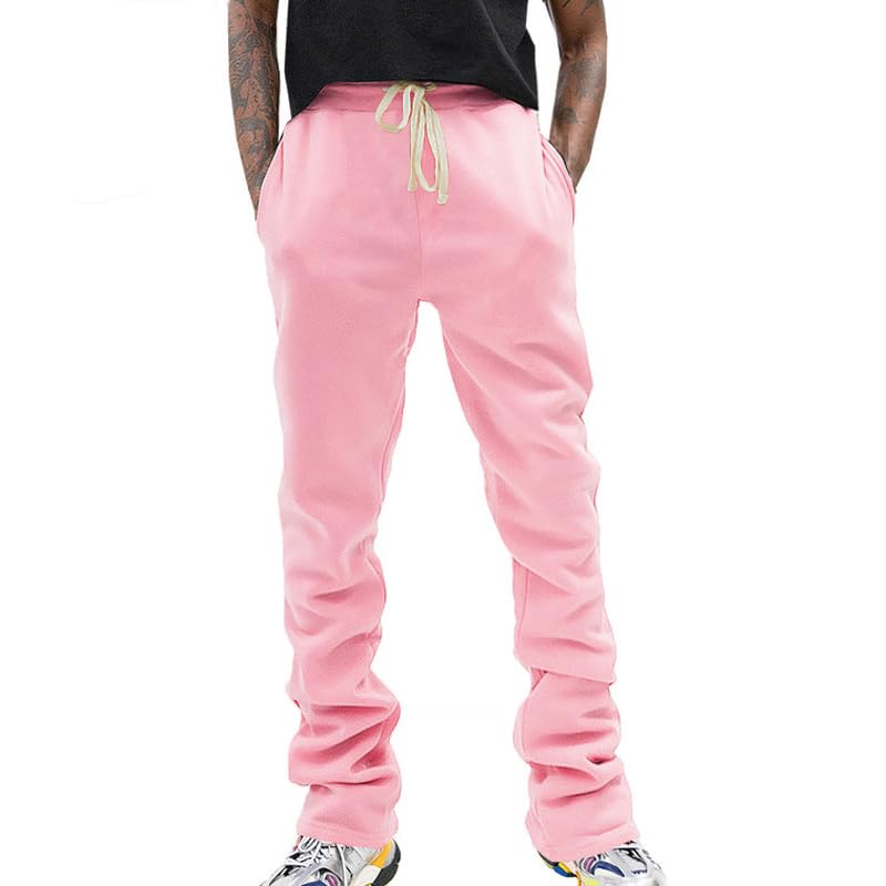 Men's Hip Hop Style High Street Pants Casual Slim Fit Stretch Trendy Trousers Drawstring Stacked Pants with Pockets3