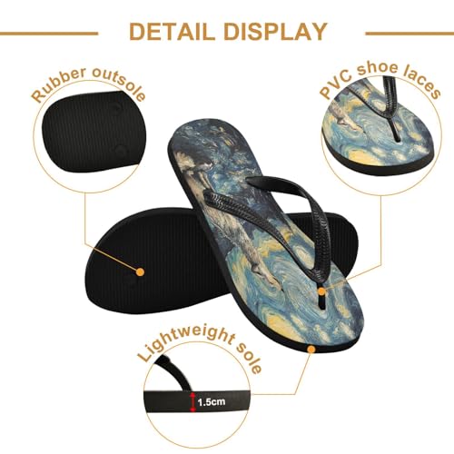 STAYTOP Wolf under The Moonlight Flip Flops Sandals of Men's & Women's,Sandals Beach Slippers Shower Slides2