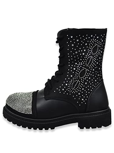 Bebe Little Girls Rhinestone Combat Boots - Black, 13 Youth #TOP3