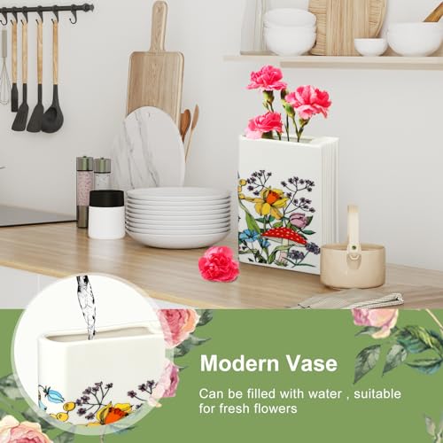 Uiifan 2 Pcs Ceramic Book Shaped Vase Small Decorative Gift Decorations for Mom Cute Flower Vases Home Decor for Bookshelf Dining Table Desk Office Home Decor for Book Lovers(Classic) - Thumbnail 5