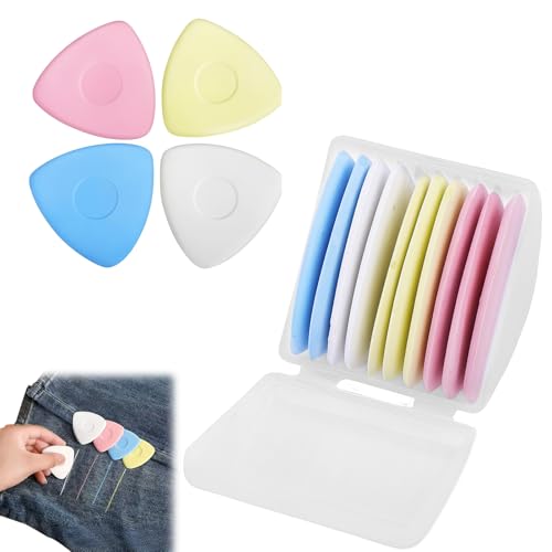 ONGNIUU 10 Pezzi Gesso da Sarta, Gessetti Triangolari, Gesso da Sarto Colorati, Strumenti di Cucito per Sarti, per Cucito Abbigliamento Sartoria Artigianato fai da te (Bianco + Giallo + Rosso + Blu)