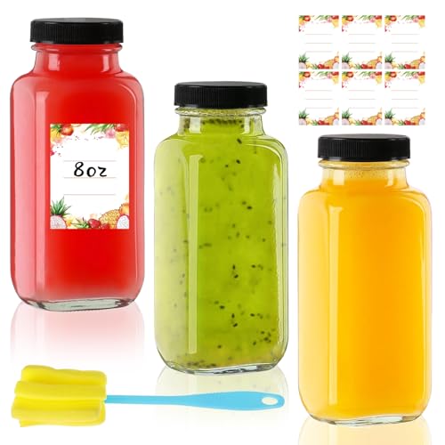 With Lids 3-pack - Reusable Small Juice Drinking Jars For Green Juices, Shots & Smoothies