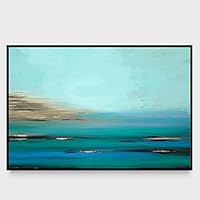 Framed Canvas Wall Art Abstract Seascape Canvas Prints Home Artwork Decoration for Living Room,Bedroom - 16x24 inches