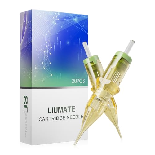 LIUMATE Agujas de Cartucho de Tatuaje 20 piezas #12 (1RL) Estandar Round Liner Tattoo Cartridge Needles Desechable con Membrana para Bolígrafo de Máquina de Tatuar