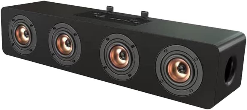 LANDMARK LM BT1024FM 20W Wireless Bluetooth Soundbar, Wooden Finish, 8Hrs Battery Life, Stereo Soundbar for Phone/TV/Laptop/Tablets/Projectors, Multi Modes Aux/TF Card/USB Drive (Black)