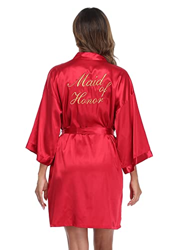 Image of Super Shopping-zone Women's Pure Bride Robes Embroidery Bridesmaid Robes Bridal Party Kimono Robe Wedding Sleepwear
