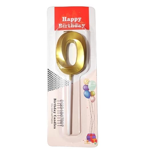 Image of Metallic Gold Number 0 Candle for Birthday, Anniversary & Surprise Parties