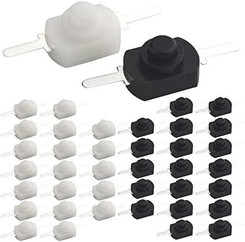WMYCONGCONG 40 PCS Latching Push Button Switch DC 30V 1A Self Lock Miniature On Off Switch for Torch Flashlight Light Lamp Wall Outlet DIY, White and Black