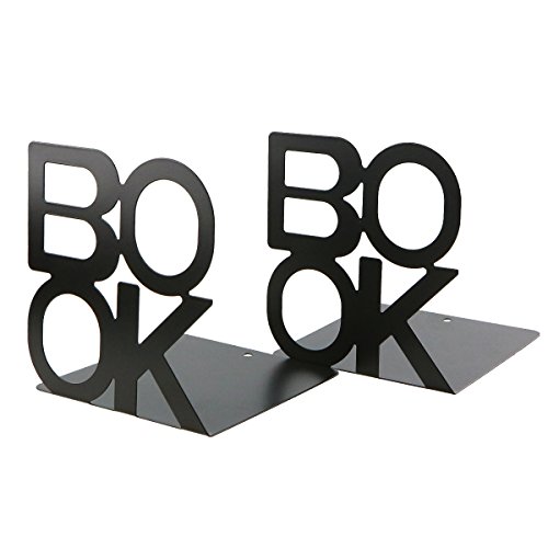 Organizador de libros de metal, diseño de cartas, color negro, para escritorio,...