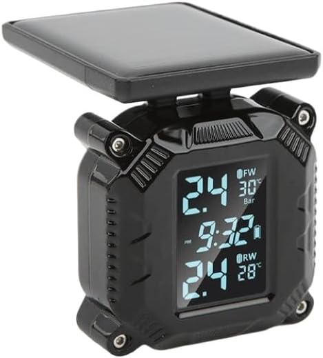 Wireless Motorcycle Tire Pressure and Temperature Monitor System Solar Powered LCD Screen IP67 Waterproof