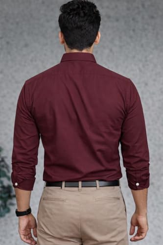 Image of Men Cotton Blend Full Sleeve Shirt for Man | Casual Business Party Festival Regular Fit, Long Sleeve with Chest Pocke | Formal Shirt for Men