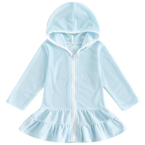 Image of Mubineo Toddler Girl Long Sleeve Swimsuit Beach Dress Cute Cover Ups Ruffle Bathing Suit Cover Up Kimono Kids Swimwear