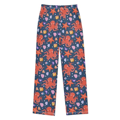 Boys' Pants Octopus Sea Animal Fish Long Bottoms Jogger Pants Elastic Waist Trousers with Pockets S-XL