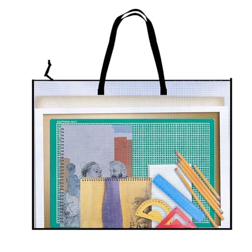 GkgWuxf Bolsas para Material De Arte | Estuche Portapósters 48 x 64 cm con Asa y Cremallera - Organizador Portátil Transparente para Viajes, Acampada, Fotografías y Carteles