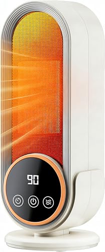 Space Heaters for Indoor Use, 2s Efficient Heating, Overheat & Tilt Protection, 1200W PTC Ceramic Portable Heater with Display, Timer, Two-Speed, Electric Heater for Home Bedroom Office - AU Plug