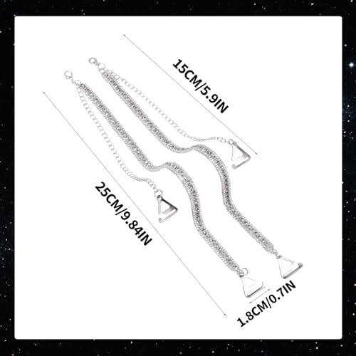 2pcs Rhinestone Bra Straps, Adjustable Decorative Bra Straps Sparkling Underwear Shoulder Chain for Women Wedding Dress2