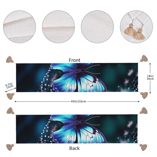 Chemin de table rustique automne papillon déco Noël et nappe de fête 152cm