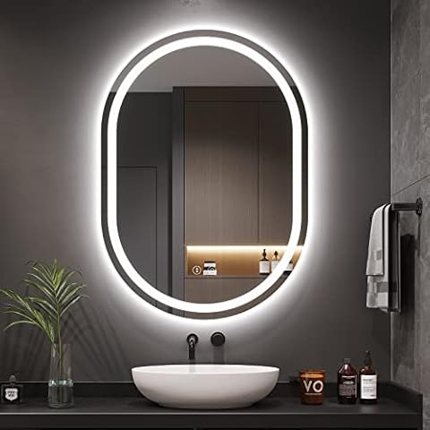 Dripex Oval LED Bathroom Mirror with Light Cover
