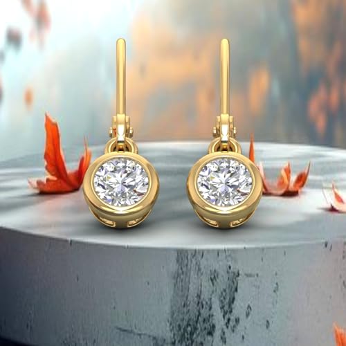 1/2 to 3/4 Carat Diamond Lever-back Drop Earrings in 14K Gold - IGI Certified3