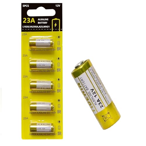 23A 12V Alkaline Battery, A23 Battery,5 Pack, for Doorbells and Remote Controls