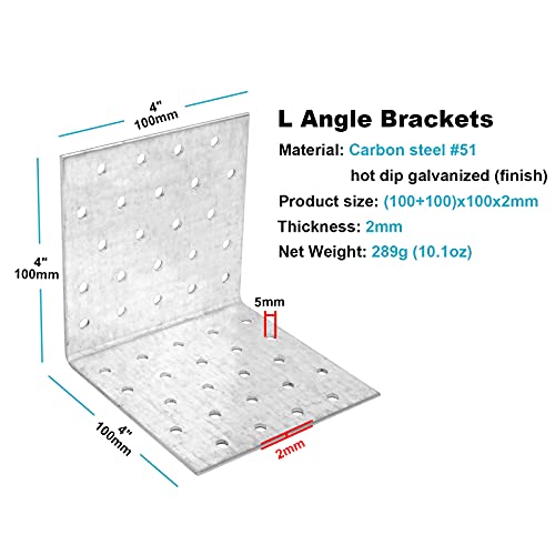 Eoere 4 Pcs 4 Inches Steel L Right Angle Bracket thumb #1