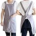 Coton Lin Tablier Dos Croisé Avec Poches Pour Homme Style Coréen Japonais Smock Pour La Cuisine Cuisson Cuisson Jardinage Peinture,Gris