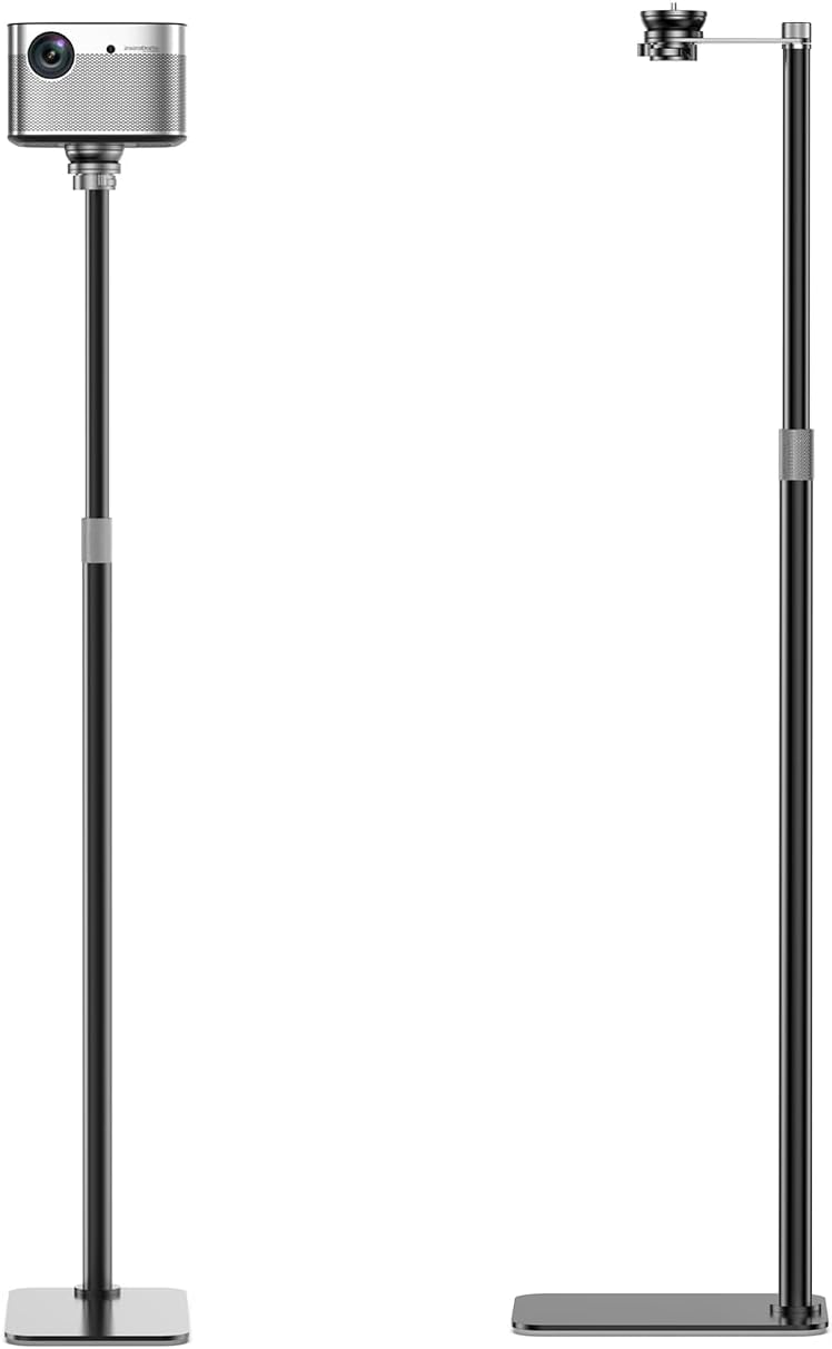 Projector Floor Stand with Adjustable Height 29.9 - 52.7 inch, Carbon Alloy Steel Material, Stand with 360 Rotatable, Mount for Outdoor/Indoor/Home/Office - Black