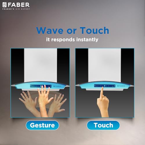 Image of Faber 60 cm 1200 m /hr Autoclean Curved Chimney| Light Grey Filterless with Oil Collector |8 Yrs Motor & 2Yrs Comprehensive Warranty by Faber | Touch & Gesture Control | Hood Venice in HC SC FL LG 60