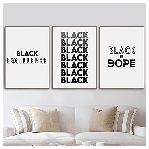 Black Is Dope Quote Canvas Painting Black White African American Melanin Posters Prints Wall Art Pictures for Living Room 40x60cm x3 Ramlös