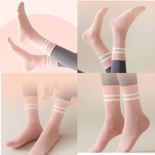 Image of 5 Pairs Non Slip Yoga Socks Womens Pilates Barre Socks Dance Workout Socks for Women, Hospital Sticky Slipper Socks Home floor socks