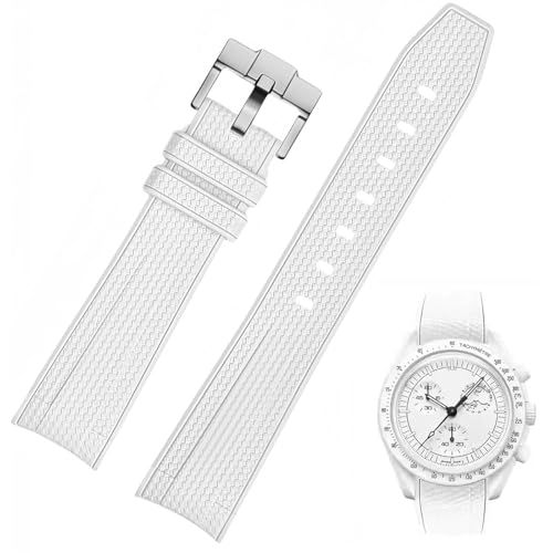 Image of Silicone Rubber Bands for Omega X Swatch Moonswatch Watch Strap 20mm Curved End Weave Style Premium Silicone Rubber Replacement Strap Women Men,for Omega Swatch Moonswatch Speedmaster